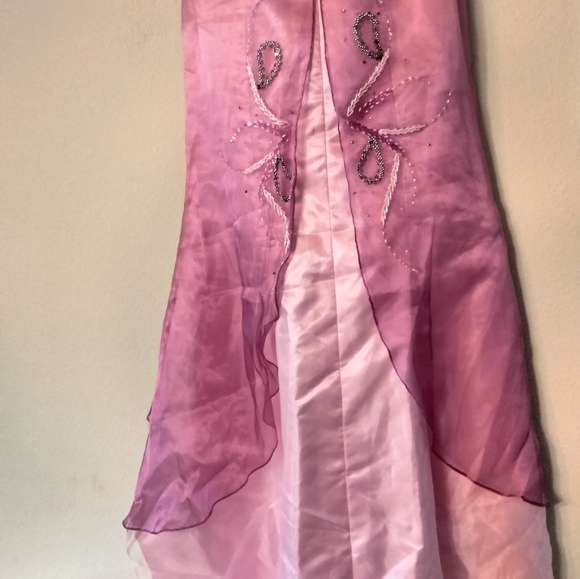 MANNY OCAMPO Pink ombre tiered strapless dress sequin floral prom wedding formal - Picture 7 of 9